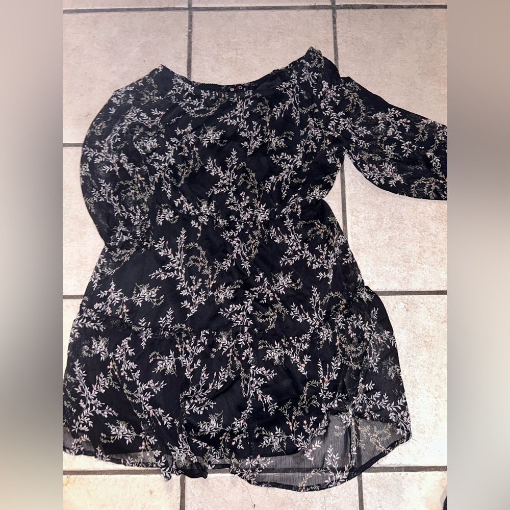 Black floral sheer dress with liner 2XL